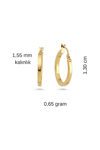 14 Ayar Altın Küt Kesim Halka Küpe Small Sarı