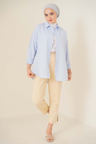 Bigdart 103901 Oversize Basic Tesettür Gömlek - Açık Mavi 001