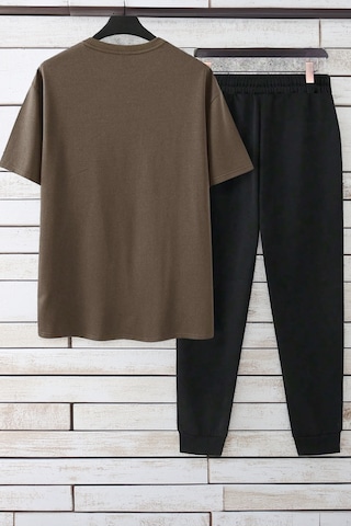 Uyguntarz Unisex Boğa Baskılı Eşofman Takımı Kahverengi