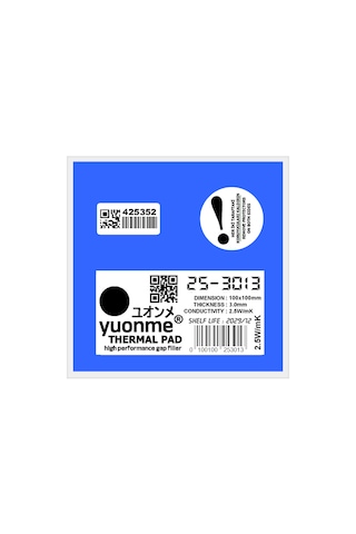 Yuonme Termal Ped / Thermal Pad 3.0mm 2.5w/mk 100x100mm 25-3013