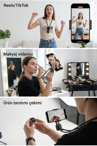 Profesyonel Boyun Askı Aparatı Portatif Boyun Askısı Telefon Tutucu Eller Serbest Öz Çekim