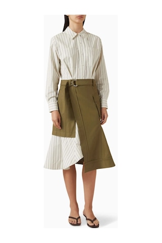 3.1 Phillip Lim Hibrit Kargo Cepli Tasarım, Kadın Gömlek Elbise Bej