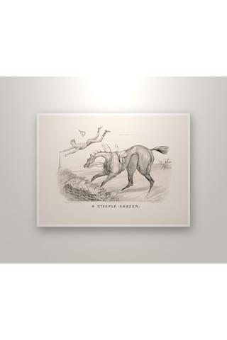 Currier & Ives. A Steeple-chaser 1880 Poster, İllüstrasyon Duvar Tablosu Çerçevesiz