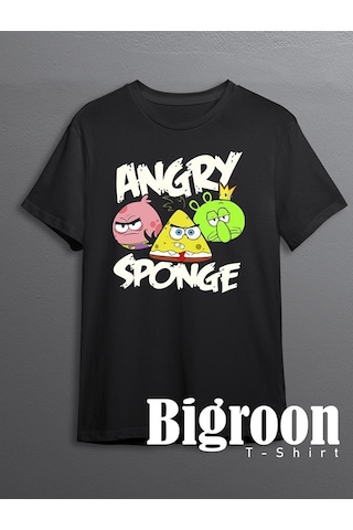 Angry Sponge Sünger Bob Game Tişört Unisex T-shirt 001