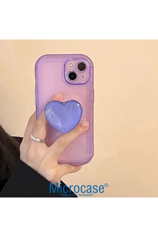 Microcase Kalp Tasarımlı 3m Yapıştırmalı El Parmak Tutucu Cep Telefonu Tutacağı Popsocket - Al5244 Mor