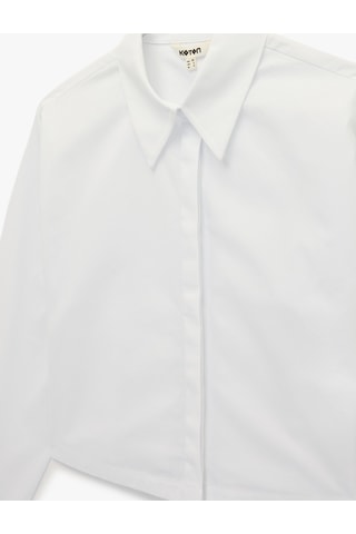 Koton Regular Fit Pamuklu Klasik Yaka Uzun Kollu Crop Gömlek Beyaz 6sak60103pw