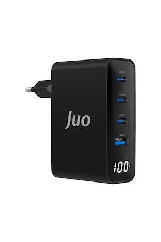 Juo 100W Gan Led Ekranlı 3 Type-C + Usb-A Hızlı Şarj Cihazı iPhone & Macbook & Notebook Şarj Aleti