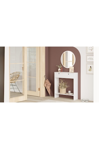 Robin Home Queen Aynalı 2 Kapaklı Dresuar Beyaz