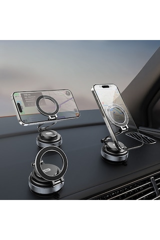 Go Des Gd-hd238 360 Derece Dönebilen Vakum Özellikli Magnetik Telefon Tutucu Siyah