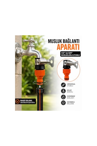 Kelepçeli Musluk Adaptörü 1/2 Kelepçeli Hortum Bağlantı Eki Bahçe Sulama Aparatı 0