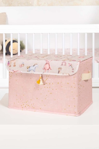 Bebek Pembe Maxi Saklama Kutusu, Bebek Odası Düzenleyici, Bebek Hurç, 35 X 24 X 23 Cm, 19 Litre Desenli