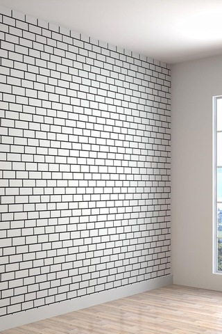 Beyaz Kültür Tuğlası Doğal Taş Duvar Görünümlü Kumaş Duvar Kağıdı En X Boy, 100 X 100 Diğer