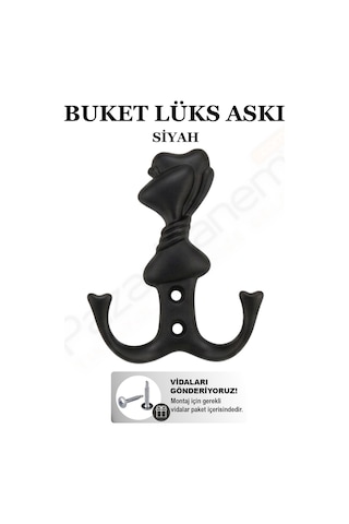 Buket Askı Lüks Vestiyer Duvar Dolap Elbise Askısı Siyah