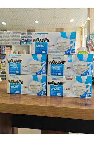 Woware Lastikli Telli Cerrahi Yüz Maskesi 5 x 50'li