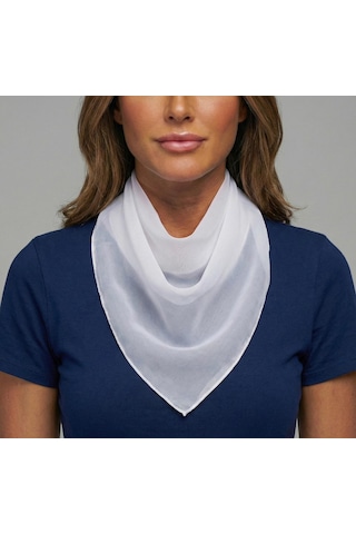 Jz Shop Düz Sade Şifon Kare Fular - Zarif Kadın Boyun Fuları Ve Bandana 50x50cm Beyaz