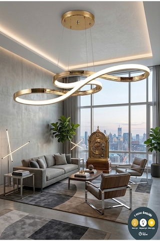 Infinity Eskitme Kıvrımlı Led Sarkıt Avize 3 Renk Salon, Yemek Masası Ve Oturma Odası İçin