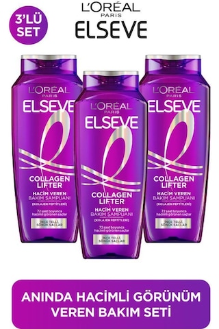 L'Oreal Paris Collagen Lifter Kolajen Peptitleri İçeren Hacim Veren Saç Bakım Şampuanı 3 x 300 ML