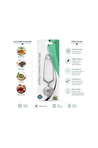 İbico İ22-430 Bitki Çay Demleme Süzgeç Çap: 5cm Maşalı Tel Metal Paslanmaz Çelik - 12'li Paket Diğer