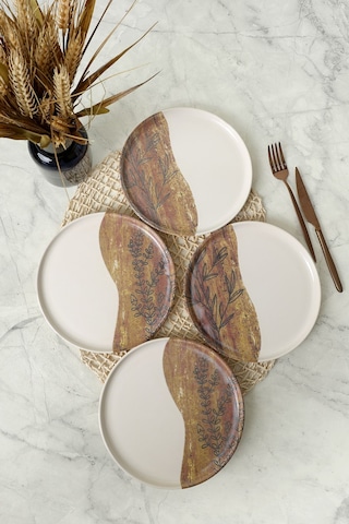 Keramika Terra Leaf Nordıc Pasta Tabağı 22 Cm 4 Adet / 22969-70 Çok Renkli