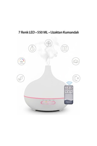 Wearfitpro Hn26 550 Ml Ultrasonik Aroma Difüzörlü 7 Renk Led Işıklı Kumandalı Hava Nemlendirici Gece Lambası