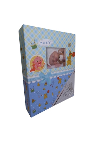 Bf Albüm 10x15 200'lük Bebek Albümü Desenli Penceresiz Mavi Kareli Desenli Çok Renkli