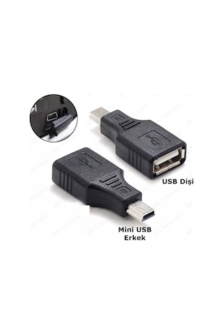 USB Dişi to Mini USB Erkek OTG Araç AUX Çevirici Adaptör