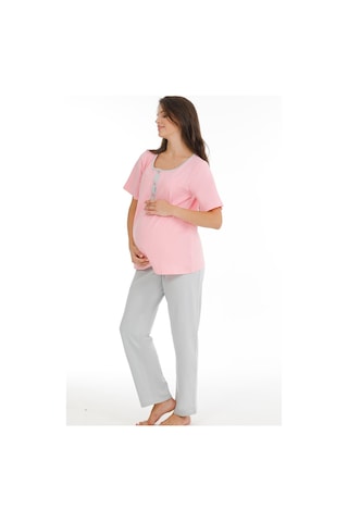 Parlingerie Hamile Lohusa Pijama Takımı Pembe-gri