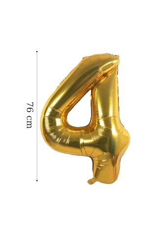 Folyo Balon 4 Rakamı Helyum Balon 76 Cm Altın Renk