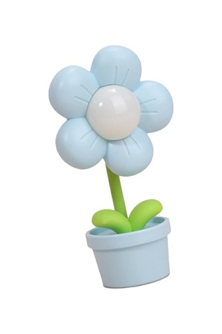 Çocuklar İçin Çiçek Gece Lambası Yumuşak Işık 360 Derece Bükülebilir Pille Çalışan Yatak Başı Lambaları Oturma Odası İçin Mavi