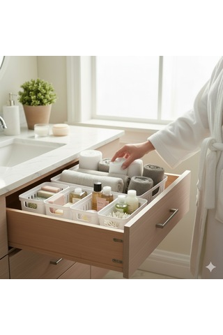 Ny Home 5 Parça Banyo Dolap İçi Düzenleyici Beyaz Beyaz