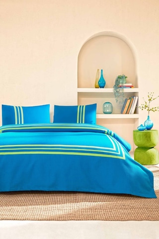 Özdilek Neon Frame Çift Kişilik Pike Takımı Mavi