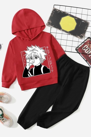 Ss Sinser Kıds Çocuk Killua Zoldyck Eşofman Takımı Kırmızı