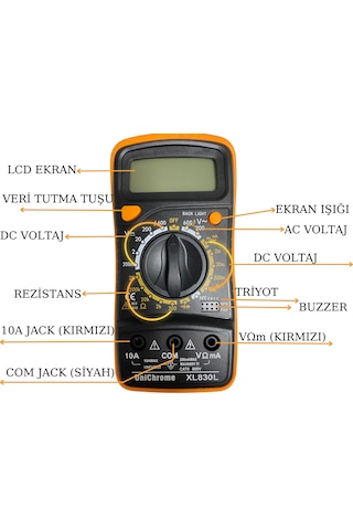 Xl830l Dijital Multimetre Led Ekranlı Avometre Mini Ölçü Aleti 9v
