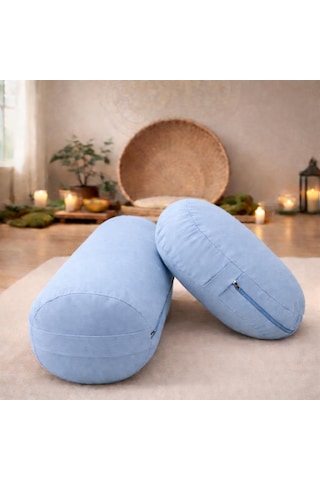 Yuvarlak Zafu Meditasyon Minderi & Bolster Minderi İkili Yoga Meditasyon Minder Seti Mavi