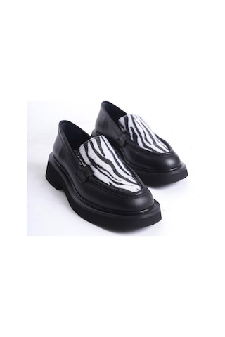 Mubiano Hakiki Deri Collection Kadın Zebra Detaylı Kalın Taban Loafer Zebra/siyah - Mcrgn7010 - Szbr Siyah/zebra
