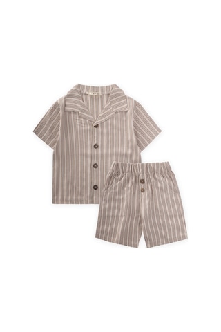 Gofre Gömlek Kapri Takım 2-10 Yaş Bej Bej