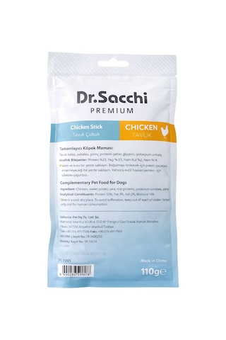 Dr.sacchi Premium Tavuklu Çubuk Tahılsız Köpek Ödülü 5'' 10'lu 110 Gr