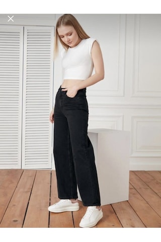 Lavajeans Kadın Siyah Lavajeans Yüksel Bel Bol Paça Kot Pantolon Siyah