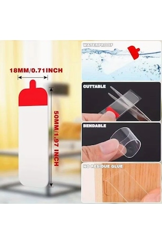 60 Parça Kolay Açılır Güçlü Çift Taraflı Bant 18mm 50mm Çok Renkli