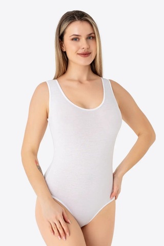 Astrid T Premium Kalın Askılı Günlük Giysi Temel Giyim Çıtçıtlı Atlet / Body 2'li beyaz