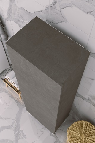 Çok Amaçlı Kapaklı Banyo Dolabı - Yüksek Raflı, Dar Alanlara Uyumlu Depolama Dolabı - Kil Grisi - 54cm
