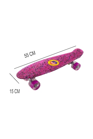Kaykay 55 CM 4 Tekerlekli Işıklı Şeffaf Teker Metal Bağlantı Çok Renkli