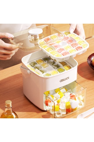 Yaozixa Büyük Kapasiteli Yiyecek Saklama Kabı - Buz Küpü Ve Dondurma İçin Pratik Çözüm Beyaz