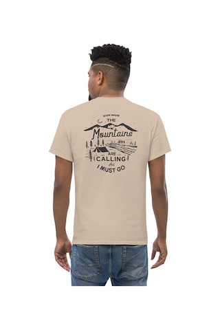 Wildstyle The Mountains Are Calling I Must Go Dağcı Baskılı Unisex Pamuklu Tişört Camel