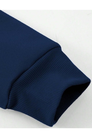 Erkek Siyah Dikey Baskılı Oversize Bisiklet Yaka Eşofman Takımı 001