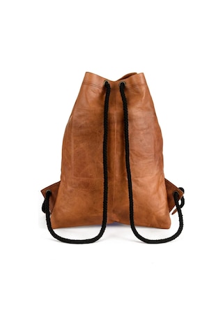 Th Bags Berliner Bags Deri Spor Çantası Turnbeutel Gym Bag Kordonlu Unisex Kahverengi Günlük Sırt Çantası