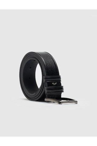 Cabani %100 Hakiki Deri Erkek Siyah 3,5 Cm Dikişli Klasik Kemer Siyah