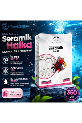 White Balance Seramik Halka - Akvaryum Filtre Malzemesi - Yüksek Saflık - File Hediyeli - 350 Gr