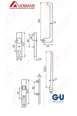 TAM OTOMATİK SÜRME İÇİN ÇİFT TARAFLI KAPI KOLU (BİR TARAFI BASIK) - KOYU KAHVE