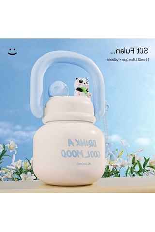 Maoyaya Sevimli Ve Taşın Çiftçecek Büyük Göbek Termos Fincan Beyaz Beyaz